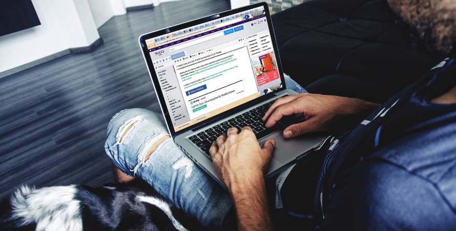 User browsing their email folder
